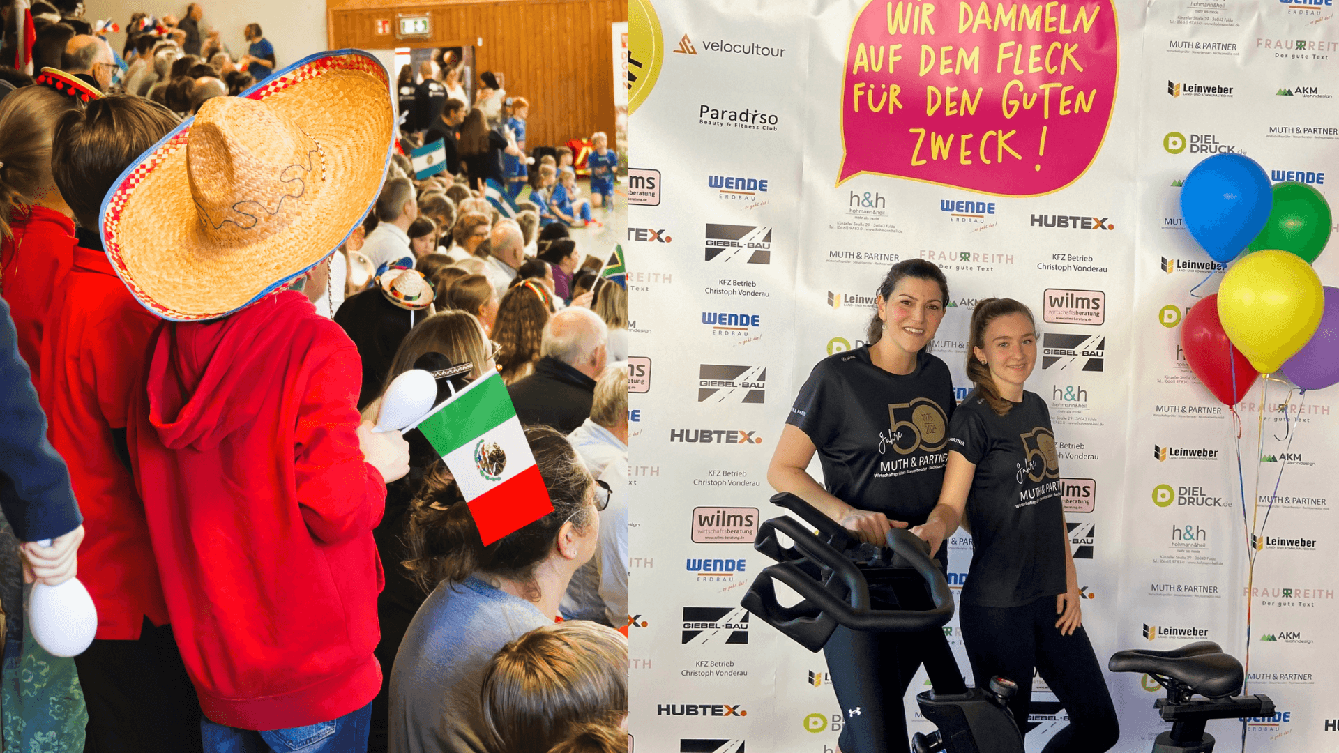 Sportlicher Einsatz bei MUTH & PARTNER - Teilnehmer der Mini WM, Kolleginnen von MUTH & PARTNER beim Dämmel-Event